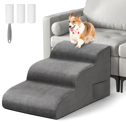 Otauoaea Hundetreppe für Kleinen Hunde, 3 Stufen rutschfest Haustiertreppe Katzentreppe, Hunderampe aus Schwamm für Sofa Bett, Hunde Treppen mit Abnehmbarer Bezug, Senden Fusselrolle, Grau Otauoaea Hundetreppe für Kleinen Hunde, 3 Stufen rutschfest Haustiertreppe Katzentreppe, Hunderampe aus Schwamm für Sofa Bett, Hunde Treppen mit Abnehmbarer Bezug, Senden Fusselrolle, Grau von Otauoaea