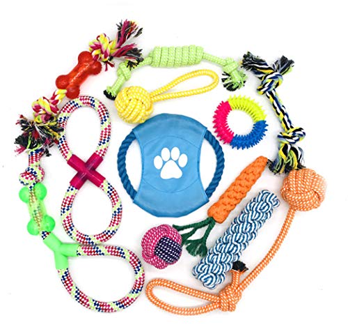 Ototon 12 Stück Kauspielzeug für Hunde, langlebig, rosa Seil, Trainingswerkzeug für kleine mittelgroße Hunde von Ototon