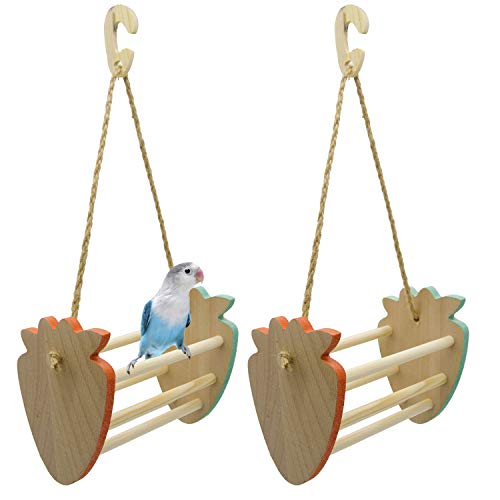 Ototon 2 Stück Vogelspielzeug aus Naturholz für Gras, Schaukel, Leiter, Zubehör zum Aufhängen, Dekoration, kreativ, für Papagei, kleine Tiere von Ototon