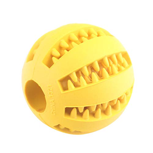 Ototon Hundespielzeug Ball aus Gummi, robust, zum Kauen, ungiftig, unverwüstlich, für kleine Hunde, Welpen, Spiele (gelb) von Fitwish