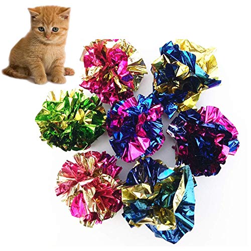 Ototon Katzenspielzeug Crinkle Bälle aus Papier geriffelt für Kätzchen Tier-Spiele zufällige Farbe 10 Stück von Fitwish