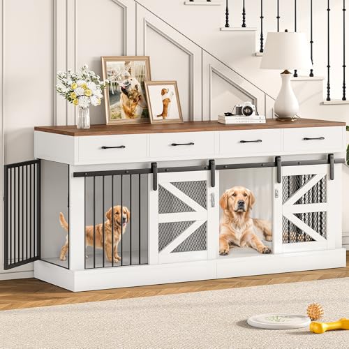 OtterOasis Extra große Hundekäfig-Möbel für 2 Hunde, 180 cm, Hundehütte für den Innenbereich, mit herausnehmbarer Trennwand und 4 Schubladen, stabiler Holz-TV-Ständer mit 4 Türen für große, OtterOasis Extra große Hundekäfig-Möbel für 2 Hunde, 180 cm, Hundehütte für den Innenbereich, mit herausnehmbarer Trennwand und 4 Schubladen, stabiler Holz-TV-Ständer mit 4 Türen für große, von OtterOasis