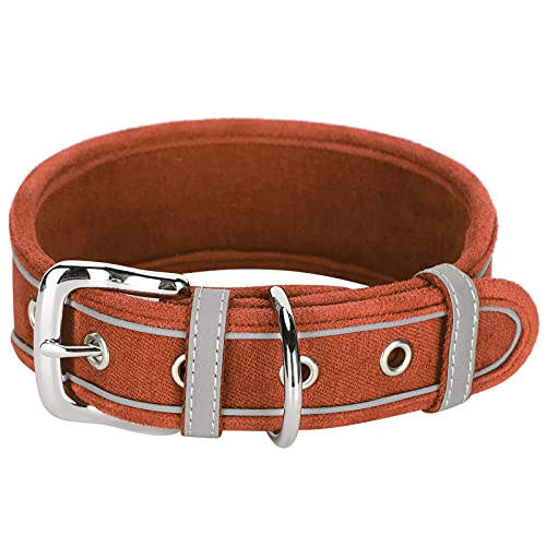 Dog Collars - Dog Collar for Large Dogs - Adjustable Reflective - Soft and Breathable Artificial Leather - Stainless Steel Zinc Alloy Buckle and D Ring - for Medium Large Dog (Mit 46 * 4,0CM) von Otufan