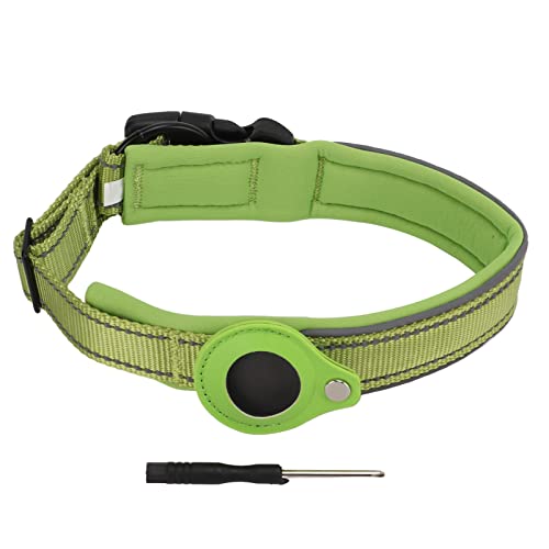 Hundehalsband – Hundehalsband für große Hunde – reflektierende Bandschnalle und Metallclip – hochwertiges Nylon-Neopren – mit exklusiver Schutzhülle – für mittelgroße und große (Verde XL) von Otufan