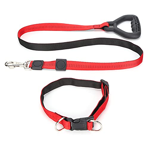 Hundehalsband – Hundehalsband und Leine – hochwertiges PP- und Nylon-Material – EIN Verstellbarer Knopf – mit bequemem Griff – Schnallendesign – für kleine, mittelgroße und große (Red) von Otufan