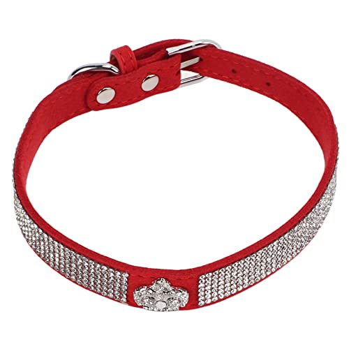 Hundehalsband – Strass-Hundehalsband – weiche Wildleder-Mikrofaser – niedlich funkelnd, schillernd – mit Strass-Kronen-Design – für kleine, mittelgroße und große Hunde, Katzen, (L) von Otufan