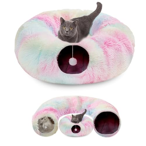 Katzentunnelbett für Hauskatzen, 80 cm, flauschiges 2-in-1-Katzentunnelbett mit zentraler Matte, faltbar, einfach zu verstauen und waschbar, bringt Komfort und Spaß, ideal für Hauskatzen, Kaninchen Katzentunnelbett für Hauskatzen, 80 cm, flauschiges 2-in-1-Katzentunnelbett mit zentraler Matte, faltbar, einfach zu verstauen und waschbar, bringt Komfort und Spaß, ideal für Hauskatzen, Kaninchen von Otufan