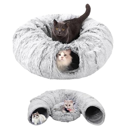 Katzentunnelbett für Hauskatzen, 80 cm, flauschiges 2-in-1-Katzentunnelbett mit zentraler Matte, faltbar, leicht zu verstauen und waschbar, bringt Komfort und Spaß, ideal für Hauskatzen, Kaninchen Katzentunnelbett für Hauskatzen, 80 cm, flauschiges 2-in-1-Katzentunnelbett mit zentraler Matte, faltbar, leicht zu verstauen und waschbar, bringt Komfort und Spaß, ideal für Hauskatzen, Kaninchen von Otufan