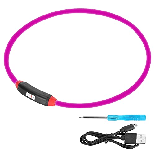 LED-Hundehalsband – Leuchtendes Hundehalsband – über USB wiederaufladbar, verstellbar – mit DIY-Schnitt und Schlossdesign – sicher, ungiftig und bissfest – (luz rosa) von Otufan