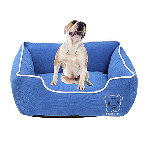 OuLi Store® Orthopädisches Hundebett Hundekörbchen Hundesofa Hundekissen Hundekorb Bezug Waschbar Pet Sleeping Bag (L: 60 × 45 × 18 cm, Blau) von OuLi Store