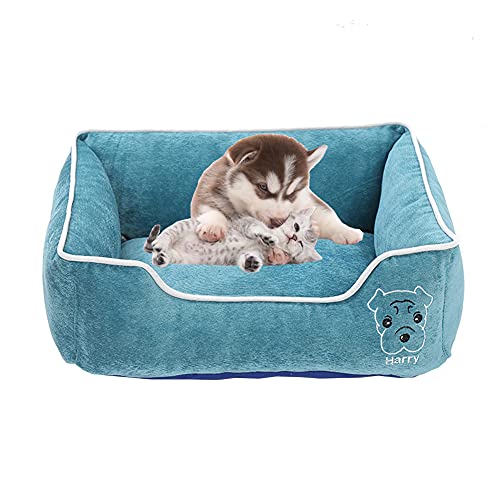 OuLi Store® Orthopädisches Hundebett Hundekörbchen Hundesofa Hundekissen Hundekorb Bezug Waschbar Pet Sleeping Bag (L: 60 × 45 × 18 cm, Cyan) von OuLi Store