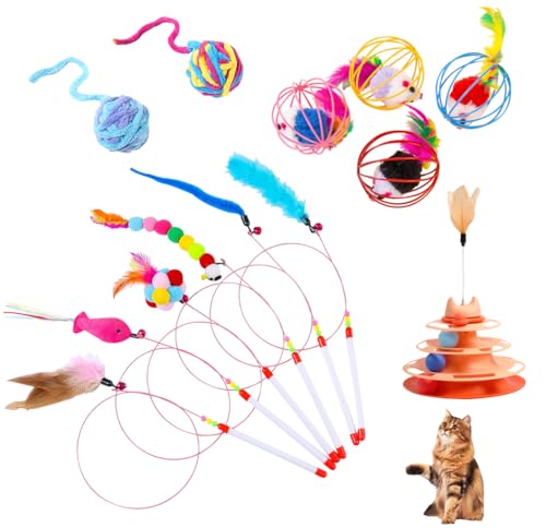 OuLi Store Teaser Katzenspielzeug, 13-teilig, Federspielzeug für Katzen, Katzenspielzeug für den Innenbereich, Katzenspiel für Kätzchen OuLi Store Teaser Katzenspielzeug, 13-teilig, Federspielzeug für Katzen, Katzenspielzeug für den Innenbereich, Katzenspiel für Kätzchen von OuLi Store