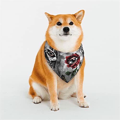 Hunde-Bandanas mit Totenköpfen und Rosen, dreieckiger, wendbarer Haustier-Schal für Jungen und Mädchen, Bandana für kleine, mittelgroße und extra große Hunde Hunde-Bandanas mit Totenköpfen und Rosen, dreieckiger, wendbarer Haustier-Schal für Jungen und Mädchen, Bandana für kleine, mittelgroße und extra große Hunde von Oudrspo