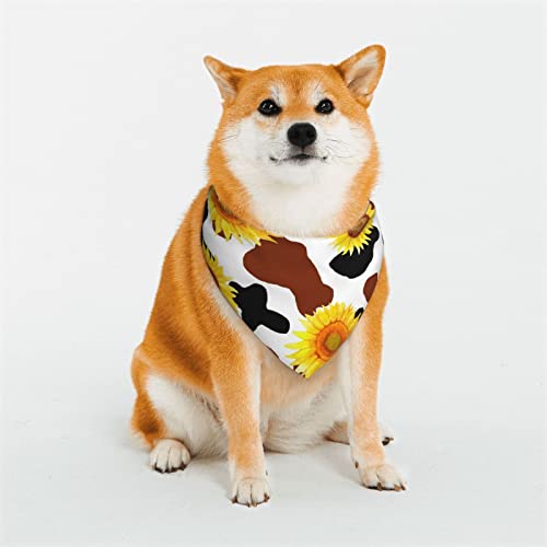 Hundehalstücher mit Sonnenblumen-Kuhmotiv, dreieckiger, wendbarer Haustierschal für Jungen und Mädchen, Halstuch für kleine, mittelgroße und große Hunde Hundehalstücher mit Sonnenblumen-Kuhmotiv, dreieckiger, wendbarer Haustierschal für Jungen und Mädchen, Halstuch für kleine, mittelgroße und große Hunde von Oudrspo