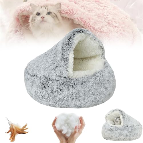 Oueet Cozy Cocoon Pet Bed - Cozy Cocoon Pet Bed for Dogs, Fido Faves Cozy Nook Dog Bed, Winter Pet Plush Bed, Fidofaves Cozy Nook Bed, Round Fluffy Warm Cat Beds with Hooded Cover (L, A Long Velvet) von Oueet