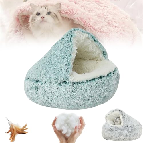 Oueet Cozy Cocoon Pet Bed - Cozy Cocoon Pet Bed for Dogs, Fido Faves Cozy Nook Dog Bed, Winter Pet Plush Bed, Fidofaves Cozy Nook Bed, Round Fluffy Warm Cat Beds with Hooded Cover (L, B Long Velvet) von Oueet