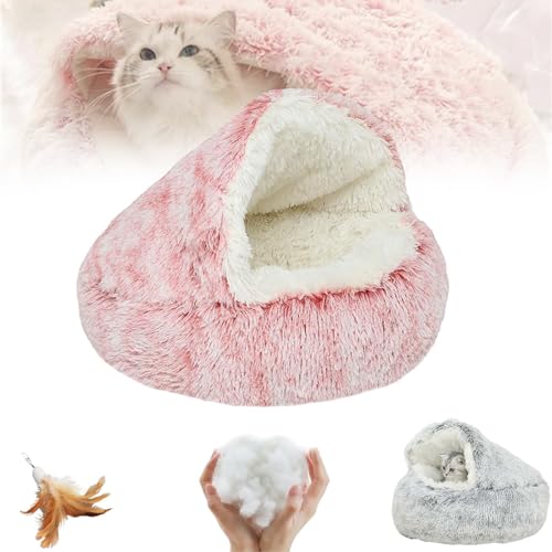 Oueet Cozy Cocoon Pet Bed - Cozy Cocoon Pet Bed for Dogs, Fido Faves Cozy Nook Dog Bed, Winter Pet Plush Bed, Fidofaves Cozy Nook Bed, Round Fluffy Warm Cat Beds with Hooded Cover (L, D Long Velvet) von Oueet