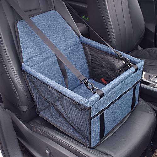 2019 Autositz für Hunde, Transporttasche für Haustiere mit Sicherheitsgurt – wasserdichte Tasche, Auto-Kissen (40 x 30 x 25 cm, dunkelblau) von Ouguan