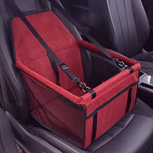 Ouguan 2019 Autositz für Hunde, Transporttasche für Haustiere, mit Sicherheitsgurt – wasserdichte Tasche, Auto-Kissen (40 x 30 x 25 cm, rot) von Ouguan