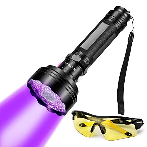 Oumefar 2 in 1 Leistungsstarker Taschenlampen Taschenlampen Taschenlampen Handdetektor mit UV Sonnenbrillen Brillen Detektor Tool für Urinflecken bei Haustieren von Oumefar