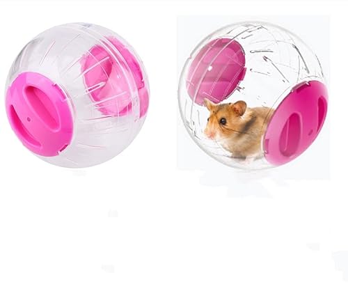 3Colors Hamster Gymnastikball Kunststoff Hamster Spielzeug Roll-Around Mini Ball Heimtrainer für Kleintier Hamster Rennmaus Hamsterrad Hamster Übungs Ball Hamster zubehör(Rosa) von Oumefar