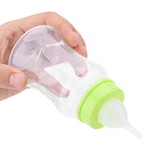 Oumefar 4 Stück/Set Tiermilchflasche Silikon Transparente, haltbare Milchpflegeflasche mit Ersatznippel-Reinigungsbürste für Neugeborene Hundekatze 150 ml von Oumefar