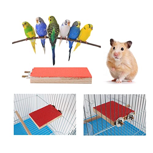 Oumefar Bunte Vogel Barsch Stand Plattform Papagei Rechteck Spielplatz Pfote Schleifen sauberes Übungsspielzeug für Papagei Hamster Eichhörnchen(Rote kurze Seitenschraube) von Oumefar