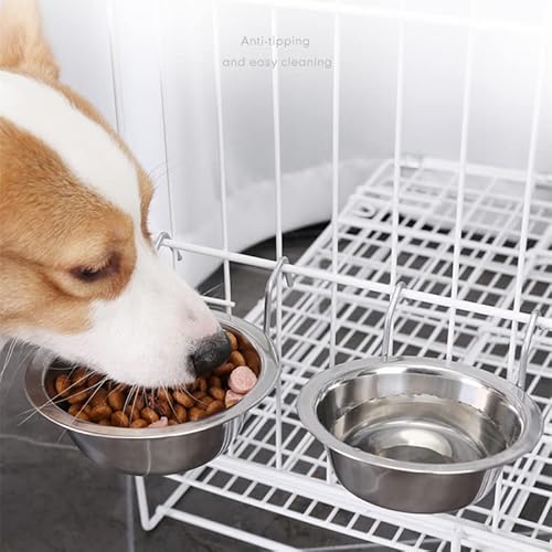 Oumefar Pet Cage Bowl Edelstahl Hängende Hundenapf Pet Hangable Feeder Hangable Pet Dish für Hund Cat Cage Animal Water Bowl mit Haken von Oumefar