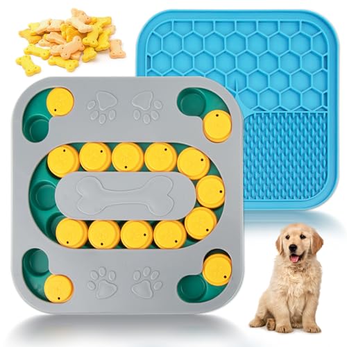 OundarM Hundespielzeug Intelligenz Mit Hundepuzzle Slow Feeder und Schleckmatte Hund, Intelligenzspielzeug zur Förderung des geduldigen Fressverhaltens Kleiner und großer Hunde von OundarM