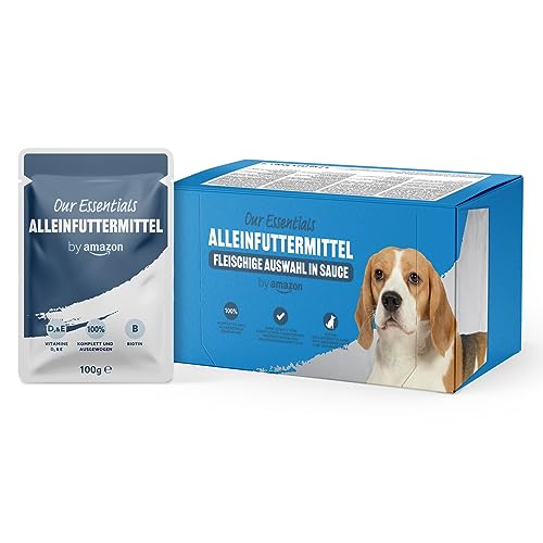 by Amazon Alleinfuttermittel für ausgewachsene Hunde- Fleischauswahl in Sauce, 1.2 kg (12 Packungen mit 100g) (Früher Marke Lifelong) von by Amazon