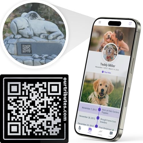 Our Tributes Pet Memorial Outdoor QR Plaque and Webpage; Dog Passing Away Gifts, Pet Grabsteine für Hunde oder Haustier Grabmarker; Hund Erinnerung Geschenk (Schwarz) von Our Tributes