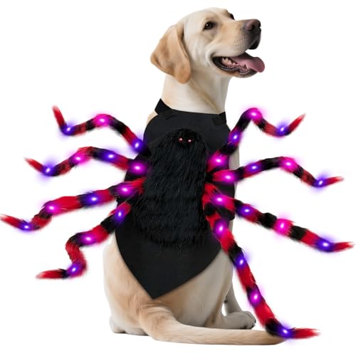 OurWarm Hunde-Halloween-Kostüme für Haustiere, Rot, großes Hunde-Spinnenkostüm von OurWarm