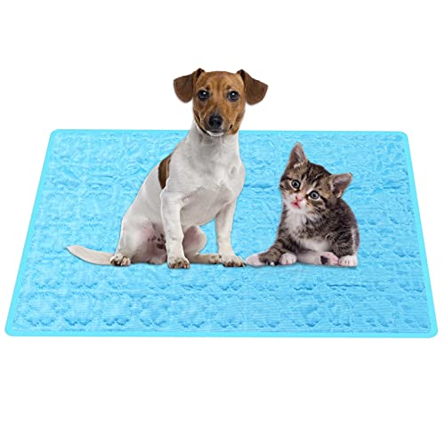 Ourdort Kühlmatte für Hunde & Katzen, 55x70 cm, Selbstkühlend, Waschbar, Blau, Baumwolle mit wasserdichtem Material von Ourdort