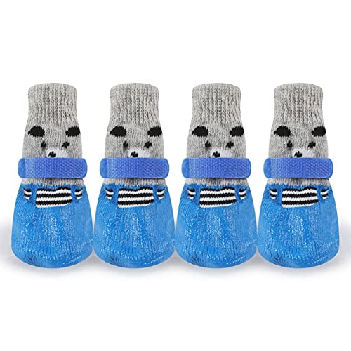 Haustier-Hundesocken, schützende Hundeschuhe für große und mittelgroße Hunde, 100 % Baumwolle, Hundesocken für den Innen- und Außenbereich, Größe M, Blau Haustier-Hundesocken, schützende Hundeschuhe für große und mittelgroße Hunde, 100 % Baumwolle, Hundesocken für den Innen- und Außenbereich, Größe M, Blau von Oushebck