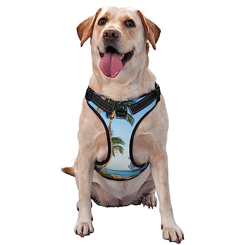Seaside Cruise Ship Printed Dog Harness Large Dogs Adjustable Pet Harness Reflective Pet Vest Harness von Ousika