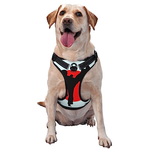 Taekwondo bedrucktes Hundegeschirr, für große Hunde, verstellbar, reflektierend, Haustierweste von Ousika