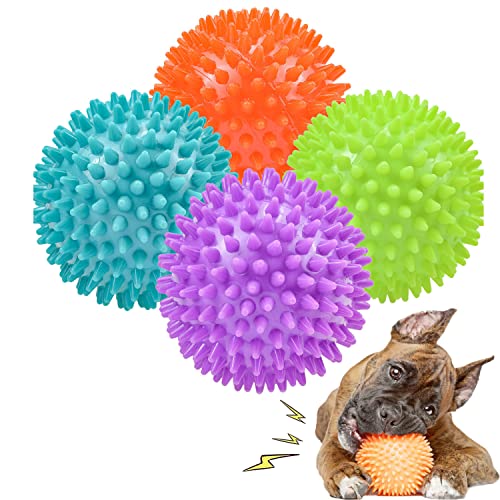 Ousiya 11,4 cm Hundebälle, quietschendes Hundespielzeug für mittelgroße und große Hundespielzeug für aggressive Kauer, stacheliger Ball, großes Outdoor-Kauspielzeug von Ousiya