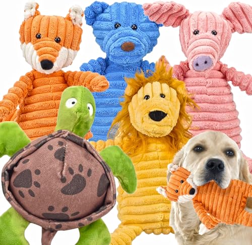 Ousiya Fünfteilig Quietschspielzeug für Hunde, Plüsch Hundespielzeug in Tierform, Weiches Hundespielzeug für Welpen Kleine Mittelgroße und Große Hunde von Ousiya