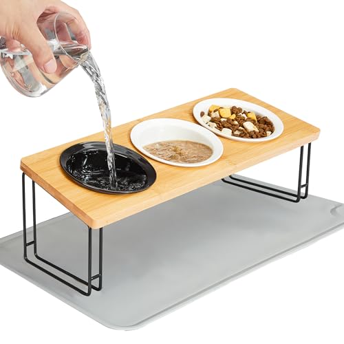 Ousiya Katzennapf Erhöht - 3er Set Futternapf Katze aus Keramik mit Napfunterlage Silikon - 15° geneigtes Design für optimale Fütterungshaltung, Erbrechen Ousiya Katzennapf Erhöht - 3er Set Futternapf Katze aus Keramik mit Napfunterlage Silikon - 15° geneigtes Design für optimale Fütterungshaltung, Erbrechen von Ousiya