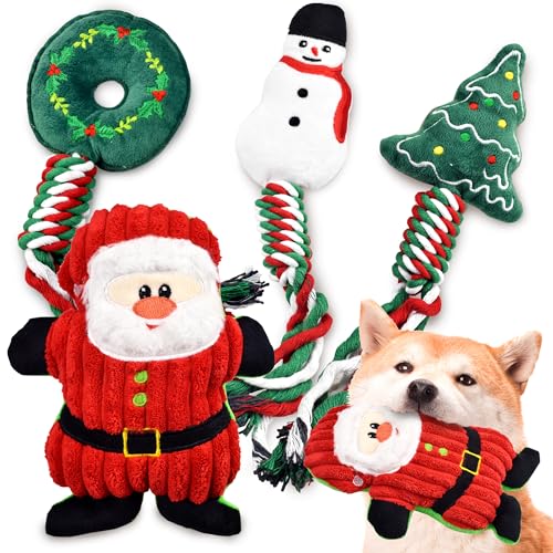 Ousiya Hund Weihnachten, 4 Stück, Weihnachts-Plüsch-Hundespielzeug für große, mittelgroße und kleine Hunde, Kauspielzeug Weihnachts Ousiya Hund Weihnachten, 4 Stück, Weihnachts-Plüsch-Hundespielzeug für große, mittelgroße und kleine Hunde, Kauspielzeug Weihnachts von Ousiya