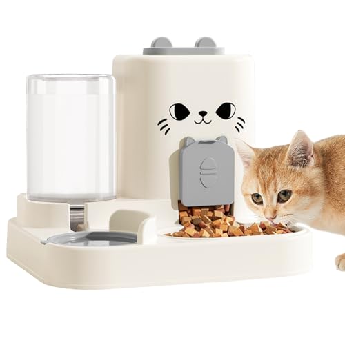 1,6 l automatischer Schwerkraft-Haustier-Futterspender und 0,6 l Wasserspender-Set, automatischer Katzenfutter- und Wasserspender, Schwerkraft-Haustier-Futterspender für kleine, mittelgroße Hunde von Outamateur