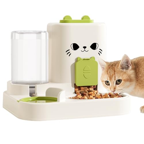 1.6L Auto Gravity Pet Feeder und 0.6L Wasserspender Set, Automatischer Katzenfutter und Wasserspender, Schwerkraft Pet Feeder für kleine, mittelgroße Hunde, Welpen, Katzen, Kätzchen (Grün) von Outamateur