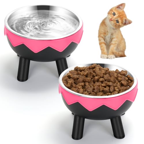 Erhöhte Katzennäpfe, erhöhter Edelstahl-Katzennapf mit niedlichem Ständer, 12,7 cm breit, erhöhter Futter- und Wassernapf für Katzen, Kätzchen, Welpen, 2 Stück Erhöhte Katzennäpfe, erhöhter Edelstahl-Katzennapf mit niedlichem Ständer, 12,7 cm breit, erhöhter Futter- und Wassernapf für Katzen, Kätzchen, Welpen, 2 Stück von Outamateur