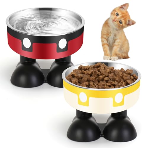 Erhöhte Katzennäpfe aus Edelstahl mit niedlichem Ständer, 12,7 cm breit, erhöhter Futter- und Wassernapf für Katzen, Kätzchen, Welpen, 2 Stück Erhöhte Katzennäpfe aus Edelstahl mit niedlichem Ständer, 12,7 cm breit, erhöhter Futter- und Wassernapf für Katzen, Kätzchen, Welpen, 2 Stück von Outamateur