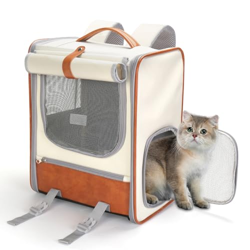 Haustier-Tragerucksack, Katzen-Rucksack mit atmungsaktiven Löchern, tragbare Haustier-Reisetasche für mittelgroße und kleine Katzen und Hunde, von Fluggesellschaften zugelassen, ideal für Picknicks im Haustier-Tragerucksack, Katzen-Rucksack mit atmungsaktiven Löchern, tragbare Haustier-Reisetasche für mittelgroße und kleine Katzen und Hunde, von Fluggesellschaften zugelassen, ideal für Picknicks im von Outamateur