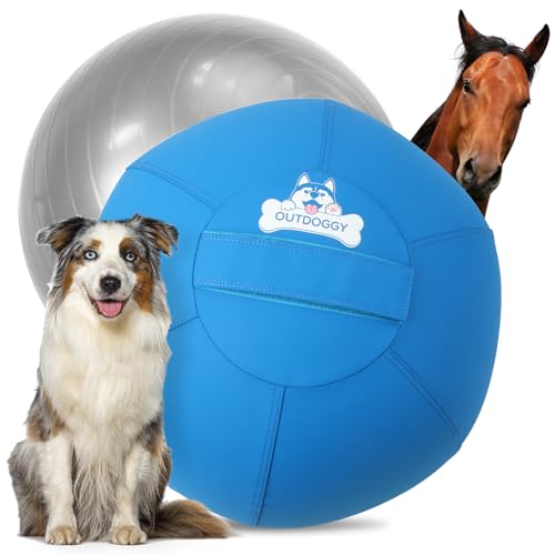 Großer Herding Ball für Hunde, 63,5 cm, robuster Herding Ball mit durchgehendem Klettverschluss und Reißverschluss, perfekt für australischen Schäferhund, Border Collie, Rinderhunde und mehr, Blau von Outdoggy