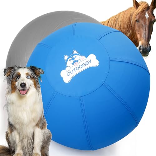 Herding Ball für Hunde, 63,5 cm, strapazierfähig, für australische Schäferhunde, Border Collies und Rinder, zweilagiges Outdoor-Spielzeug für mittelgroße und große Rassen und Pferde, Blau von Outdoggy