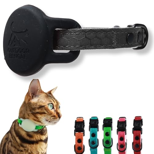 Katzenhalsband mit Schnellentriegelung und AirTag-Halter, mit weicher Polsterung, Außenseite aus taktischem Stoff, natürliche und neonfarbene Farboptionen, kompatibel mit Apple Air-Tag und Moto-Tags Katzenhalsband mit Schnellentriegelung und AirTag-Halter, mit weicher Polsterung, Außenseite aus taktischem Stoff, natürliche und neonfarbene Farboptionen, kompatibel mit Apple Air-Tag und Moto-Tags von OutdoorBengal