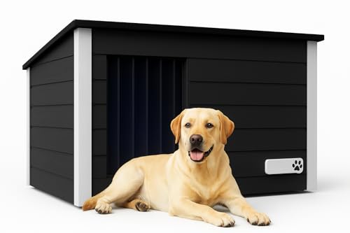 Outentin Hundehütte Outdoor Große Hunde - Modern und stilvolles Hundehaus XL - Luxus Hundehütte Outdoor - wasserdichte und isolierte Hundehütte - 105 x 71 x 64 cm (Grau - Weiß) von Outentin