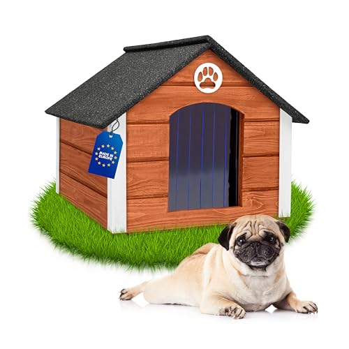 Outentin Hundehütte Outdoor Isoliert - Hundehaus für Mittelgroße Hund - Winterfest und Wetterfest - Hunde Haus für Draußen mit schrägem Dach - Stabile Villa und Moderne Design - 76 x 63 x 60cm-Teak Outentin Hundehütte Outdoor Isoliert - Hundehaus für Mittelgroße Hund - Winterfest und Wetterfest - Hunde Haus für Draußen mit schrägem Dach - Stabile Villa und Moderne Design - 76 x 63 x 60cm-Teak von Outentin